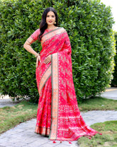 Hot Pink Weaving Patola Silk Contemporary Saree
